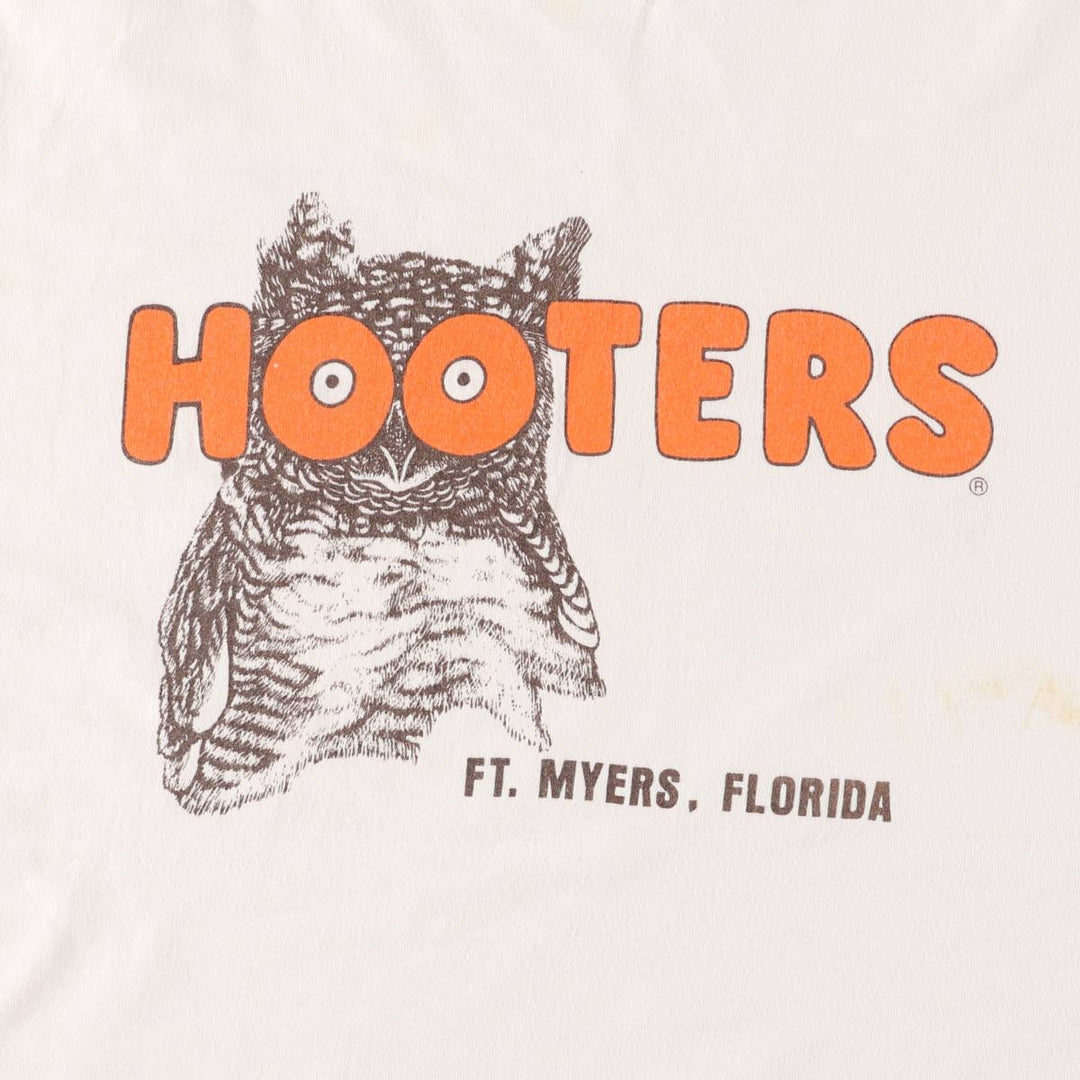 Vintage 90'S Hanes HOOTERS advertising T-shirt, Made in USA, Men's XL cotton white type Vintage Second Hand