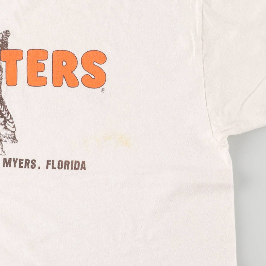 Vintage 90'S Hanes HOOTERS advertising T-shirt, Made in USA, Men's XL cotton white type Vintage Second Hand