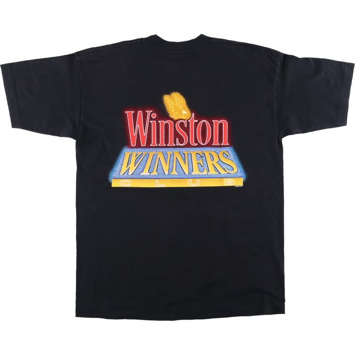 90'S AMERICAN BORN WINSTON Advertising T-shirt Made in USA Men's XL Vintage cotton black type Vintage Second Hand