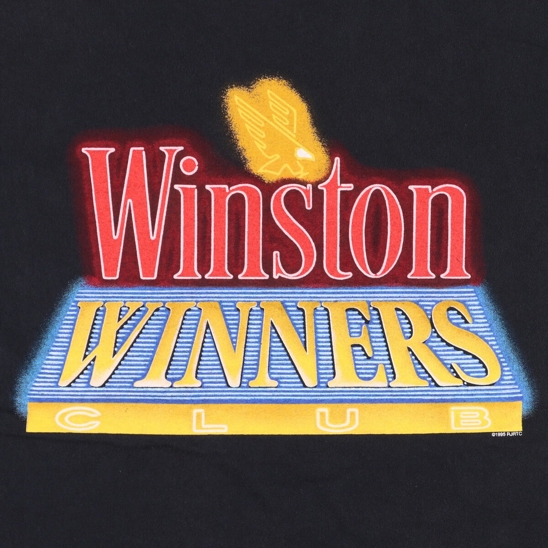 90'S AMERICAN BORN WINSTON Advertising T-shirt Made in USA Men's XL Vintage cotton black type Vintage Second Hand