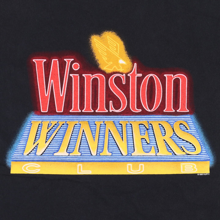 90'S AMERICAN BORN WINSTON Advertising T-shirt Made in USA Men's XL Vintage cotton black type Vintage Second Hand