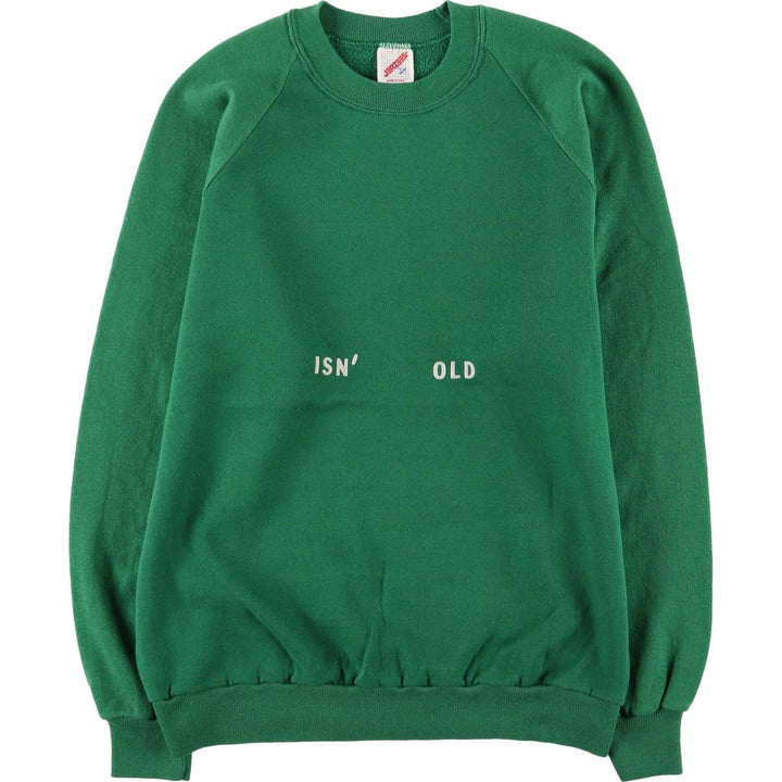 Vintage 90'S Jerzees printed sweatshirt, made in the USA, size L, men's cotton green type Vintage Second Hand