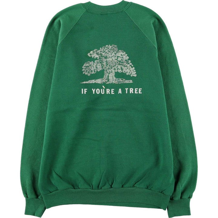 Vintage 90'S Jerzees printed sweatshirt, made in the USA, size L, men's cotton green type Vintage Second Hand