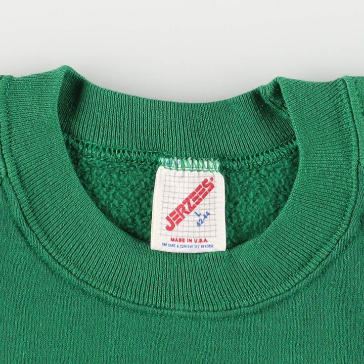 Vintage 90'S Jerzees printed sweatshirt, made in the USA, size L, men's cotton green type Vintage Second Hand