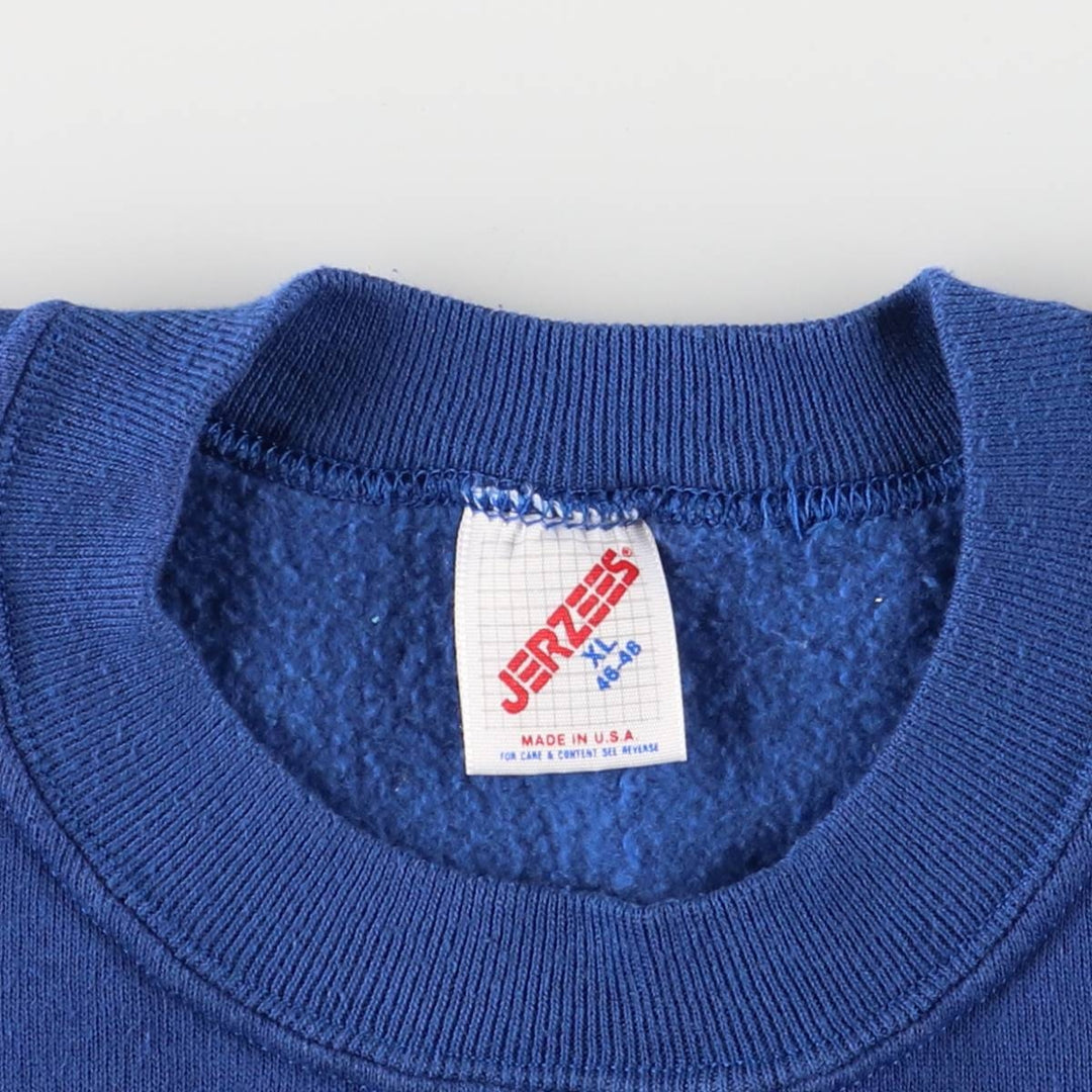 Vintage 80s-90'S Jerzees printed sweatshirt, sweatshirt, made in USA, men's XL size cotton navy blue type Vintage Second Hand