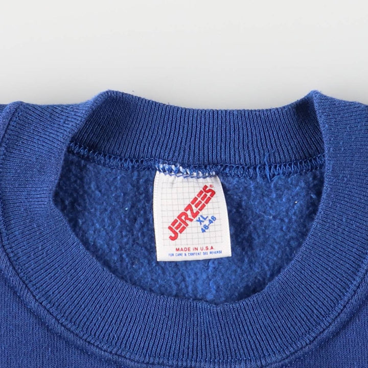 Vintage 80s-90'S Jerzees printed sweatshirt, sweatshirt, made in USA, men's XL size cotton navy blue type Vintage Second Hand