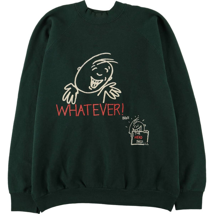 Printed sweatshirt, men's size L unclear green type Vintage Second Hand