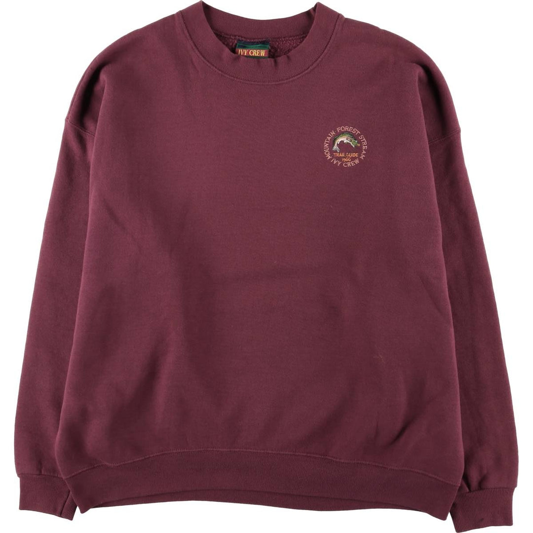 Vintage IVY CREW logo sweatshirt, made in the USA, men's size XL cotton bordeaux Vintage Second Hand