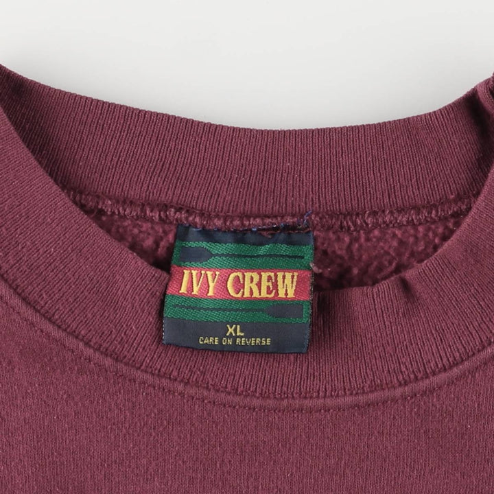 Vintage IVY CREW logo sweatshirt, made in the USA, men's size XL cotton bordeaux Vintage Second Hand