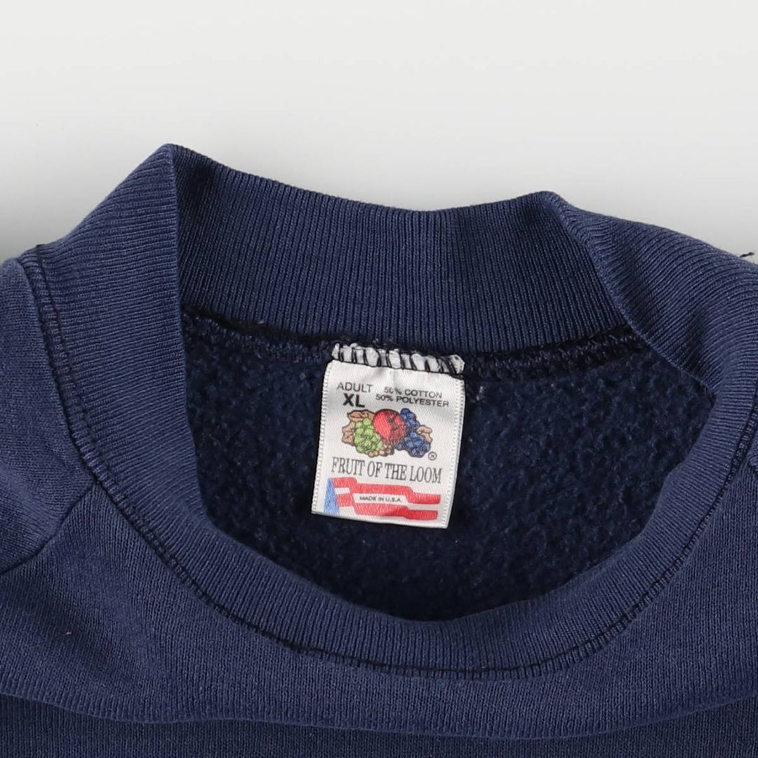 90'S Fruit of the Loom College Sweatshirt, Made in USA, Men's XL, Vintage cotton navy blue type Vintage Second Hand