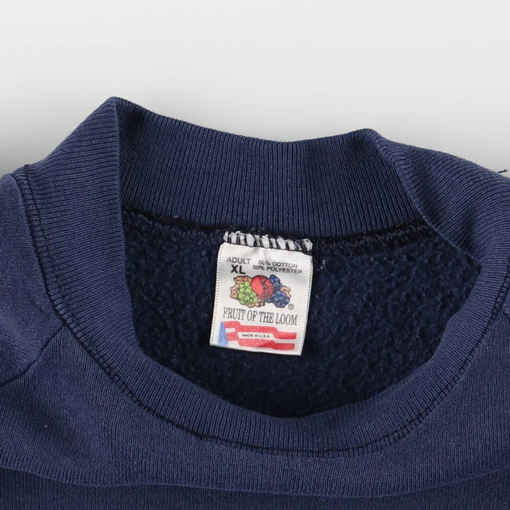 90'S Fruit of the Loom College Sweatshirt, Made in USA, Men's XL, Vintage cotton navy blue type Vintage Second Hand