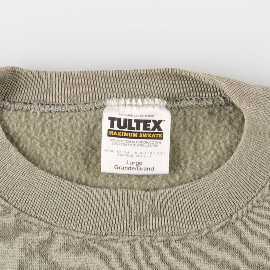 TULTEX Printed Sweatshirt, Made in USA, Men's Size L cotton Khaki type Vintage Second Hand