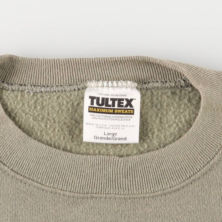 TULTEX Printed Sweatshirt, Made in USA, Men's Size L cotton Khaki type Vintage Second Hand