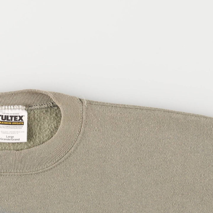 TULTEX Printed Sweatshirt, Made in USA, Men's Size L cotton Khaki type Vintage Second Hand