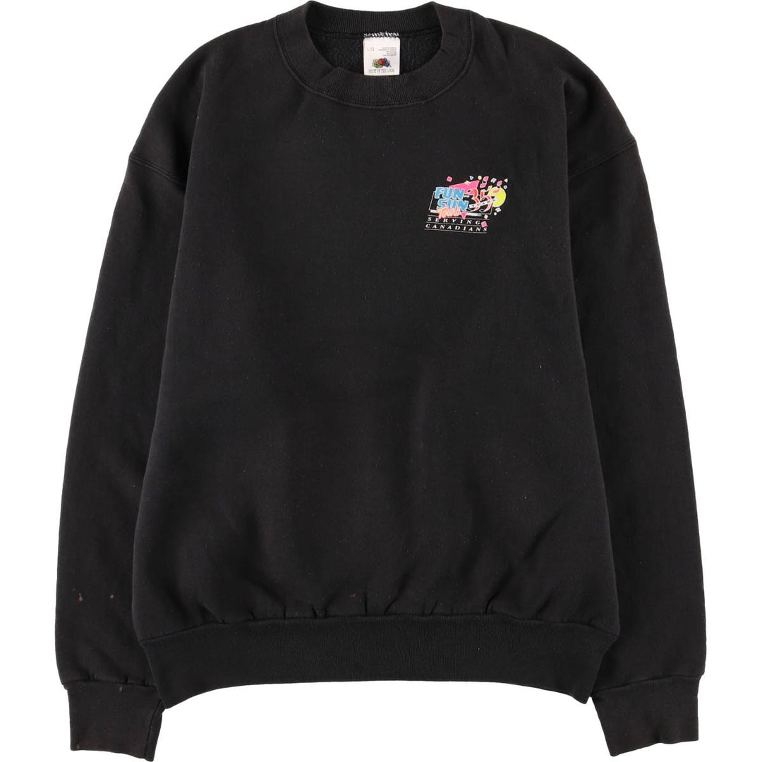 Fruit of the Loom printed sweatshirt, men's size L cotton black type Vintage Second Hand