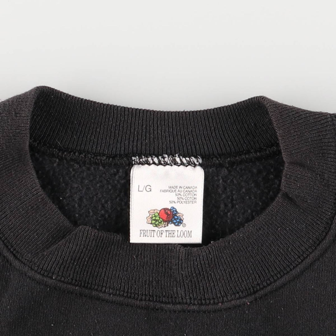 Fruit of the Loom printed sweatshirt, men's size L cotton black type Vintage Second Hand