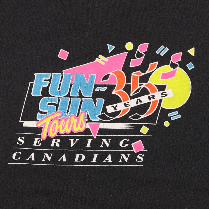 Fruit of the Loom printed sweatshirt, men's size L cotton black type Vintage Second Hand