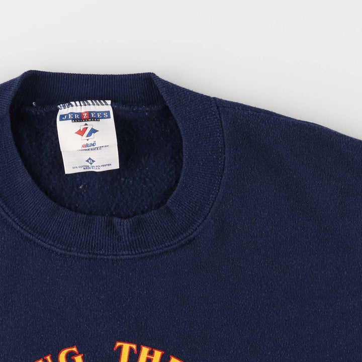 90'S Fruit of the Loom printed sweatshirt, made in the USA, men's XL size, vintage cotton navy blue type Vintage Second Hand
