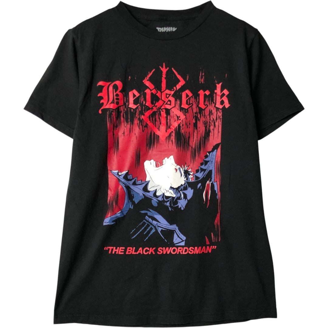 BERSERK GUTS Black Swordsman Anime Character Print T-Shirt, Men's Size Small cotton black type Vintage Second Hand