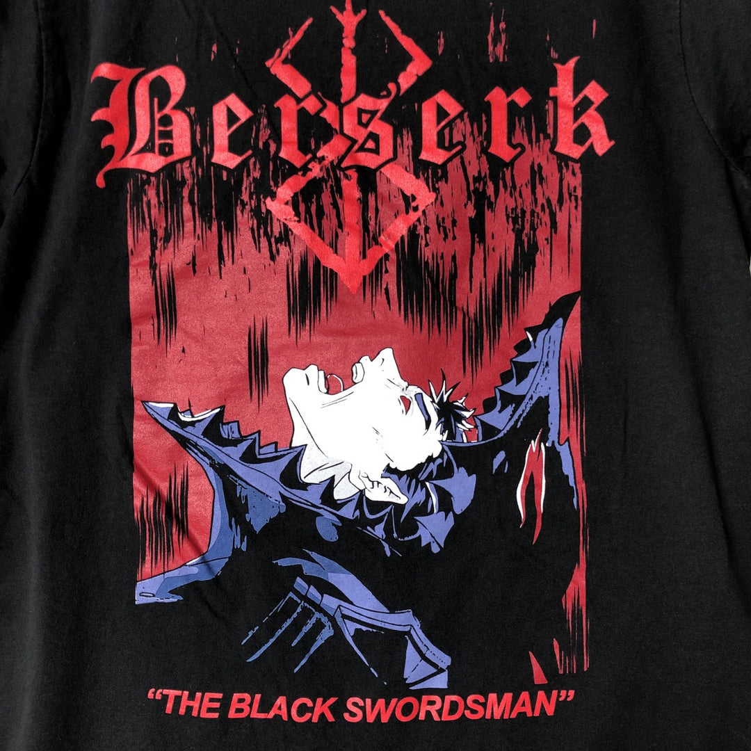 BERSERK GUTS Black Swordsman Anime Character Print T-Shirt, Men's Size Small cotton black type Vintage Second Hand