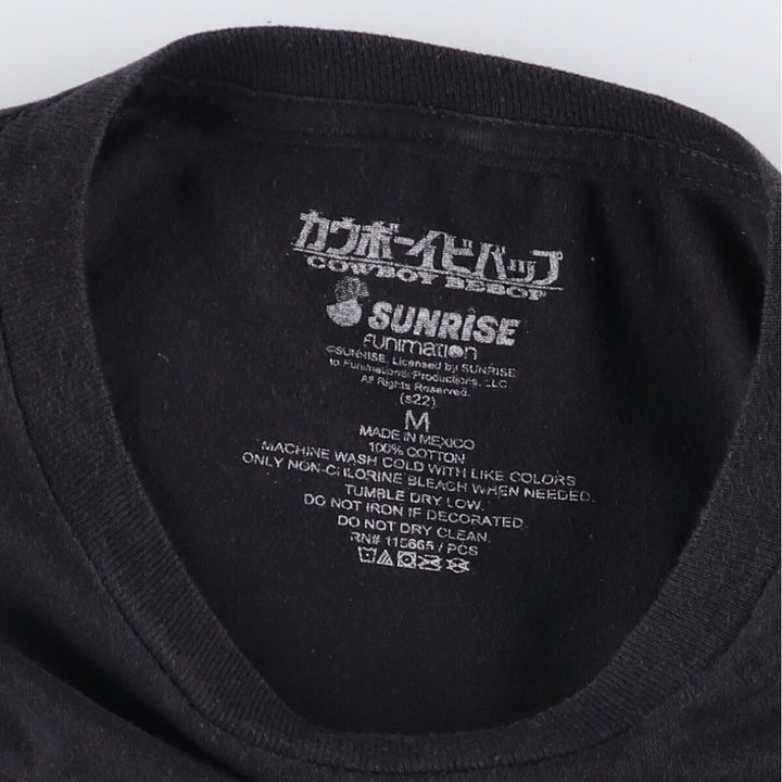 Cowboy Bebop Spike Spiegel Anime Character Print T-Shirt, Men's Size Medium cotton black type Vintage Second Hand