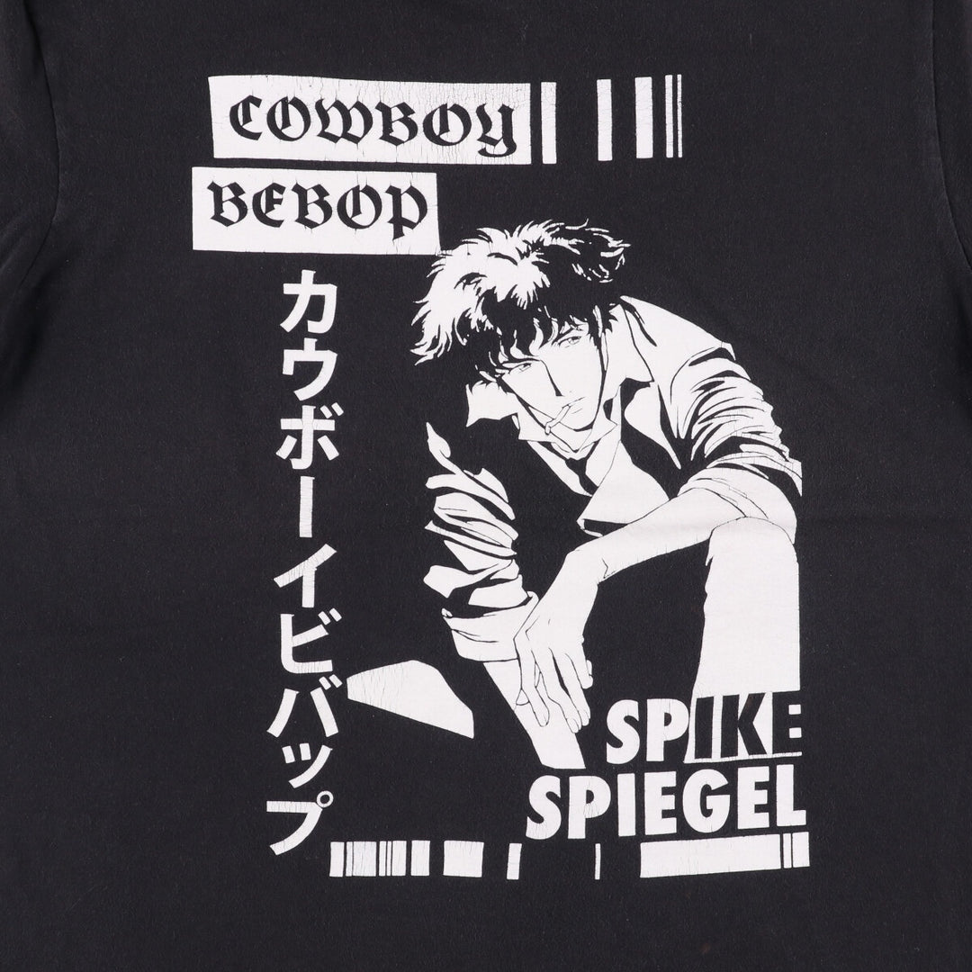 Cowboy Bebop Spike Spiegel Anime Character Print T-Shirt, Men's Size Medium cotton black type Vintage Second Hand