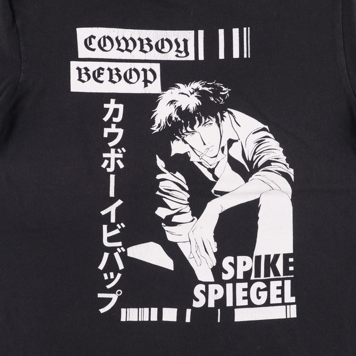Cowboy Bebop Spike Spiegel Anime Character Print T-Shirt, Men's Size Medium cotton black type Vintage Second Hand