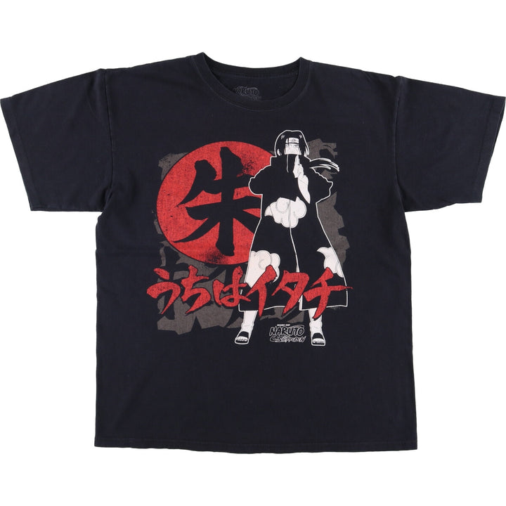 NARUTO SHIPPUDEN Naruto Shippuden Uchiha Itachi Anime Character Print T-Shirt Men's L size cotton black type Vintage Second Hand