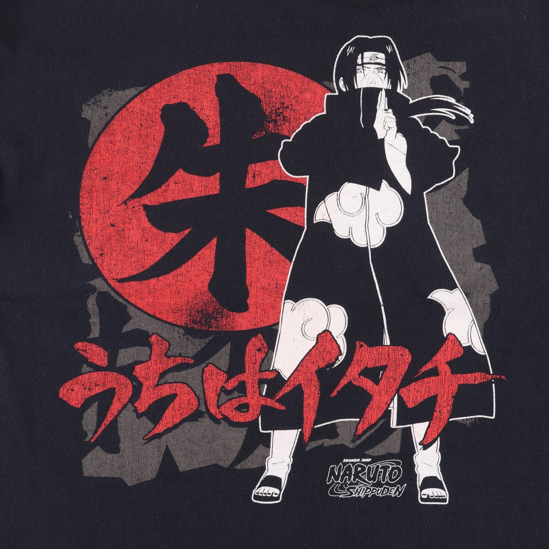 NARUTO SHIPPUDEN Naruto Shippuden Uchiha Itachi Anime Character Print T-Shirt Men's L size cotton black type Vintage Second Hand