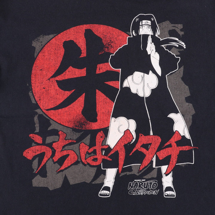 NARUTO SHIPPUDEN Naruto Shippuden Uchiha Itachi Anime Character Print T-Shirt Men's L size cotton black type Vintage Second Hand