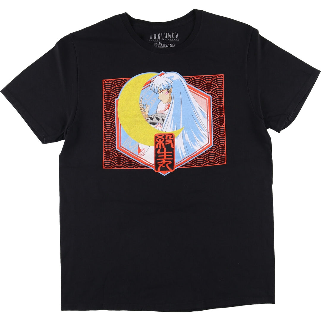 INUYASHA Inuyasha Sesshomaru Anime Character Print T-Shirt, Men's Size L cotton black type Vintage Second Hand