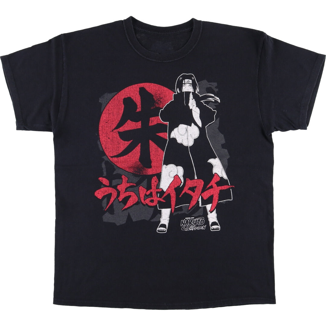 NARUTO SHIPPUDEN Naruto Shippuden Uchiha Itachi Anime Character Print T-Shirt Men's L size cotton black type Vintage Second Hand