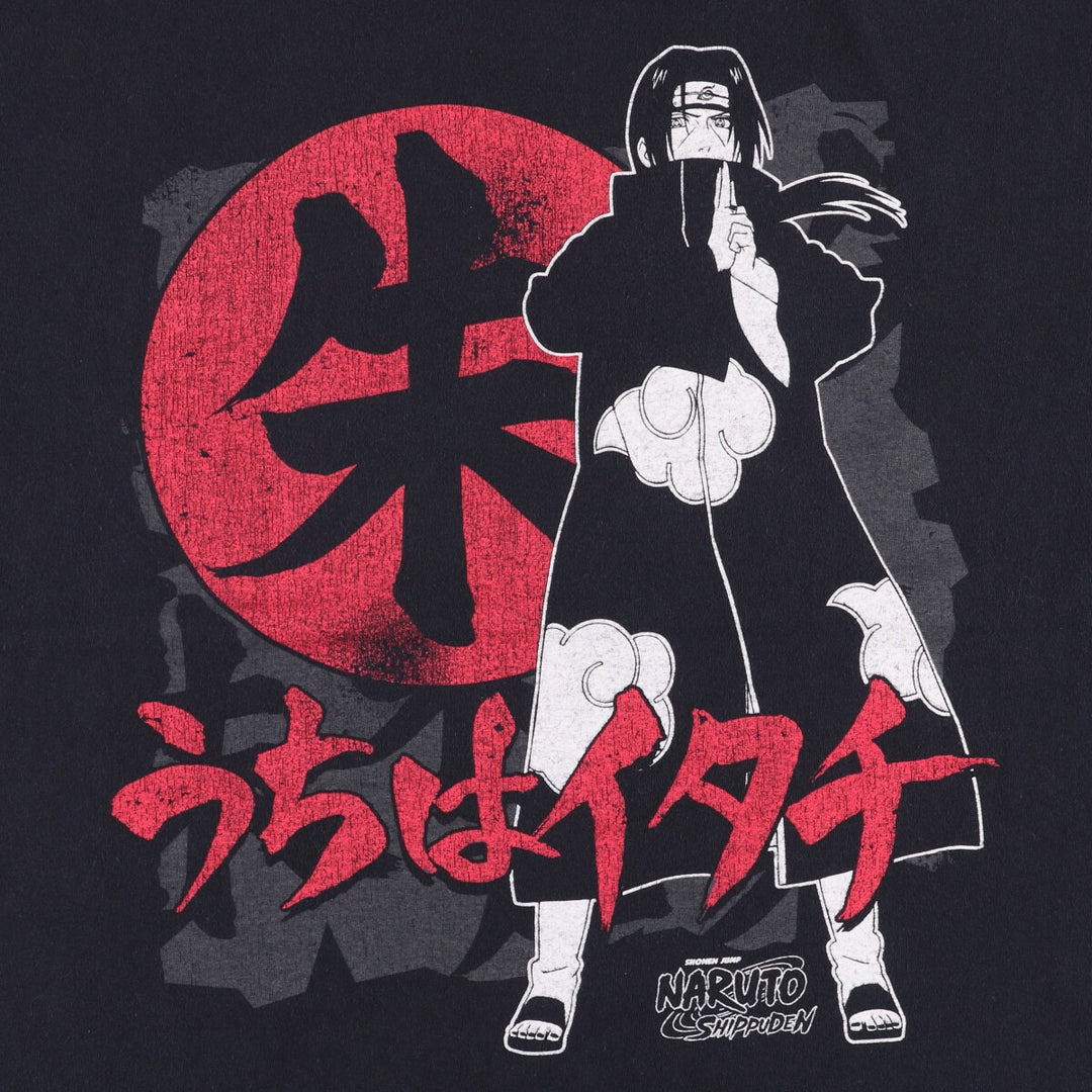 NARUTO SHIPPUDEN Naruto Shippuden Uchiha Itachi Anime Character Print T-Shirt Men's L size cotton black type Vintage Second Hand