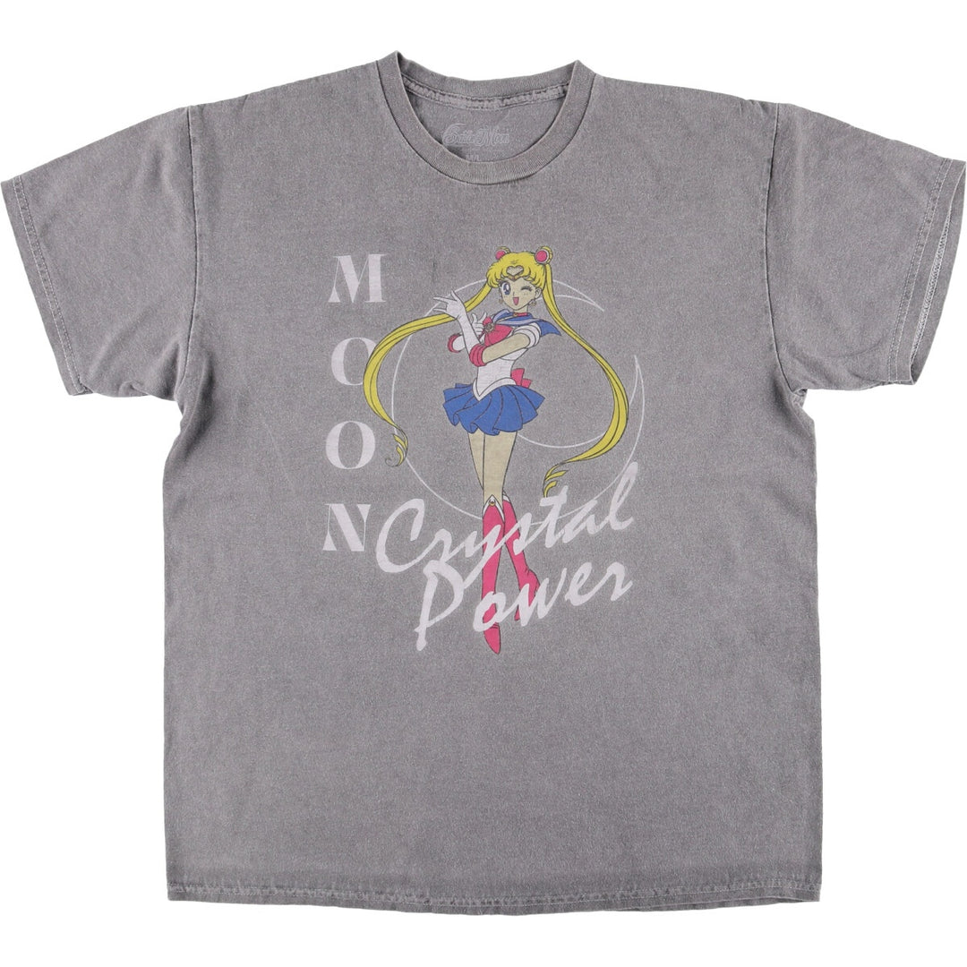 SAILOR MOON Pretty Guardian Sailor Moon Tsukino Usagi Anime Character Print T-Shirt Men's M size cotton gray type Vintage Second Hand