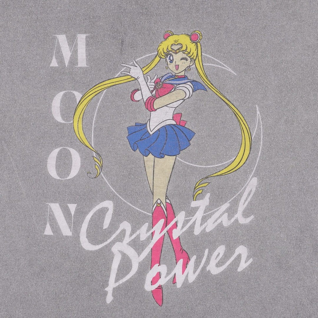 SAILOR MOON Pretty Guardian Sailor Moon Tsukino Usagi Anime Character Print T-Shirt Men's M size cotton gray type Vintage Second Hand