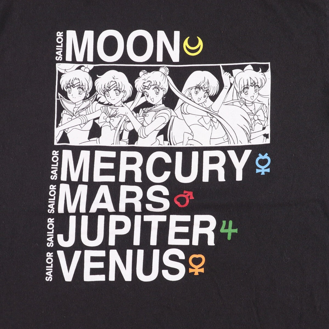 SAILOR MOON Pretty Guardian Sailor Moon Anime Character Print T-shirt Men's M size cotton black type Vintage Second Hand