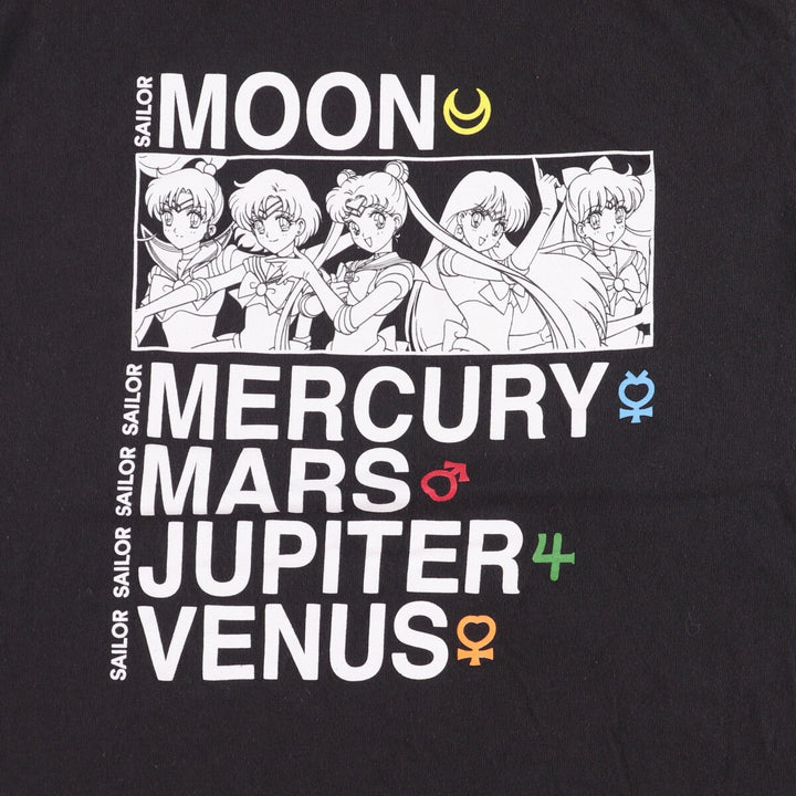 SAILOR MOON Pretty Guardian Sailor Moon Anime Character Print T-shirt Men's M size cotton black type Vintage Second Hand
