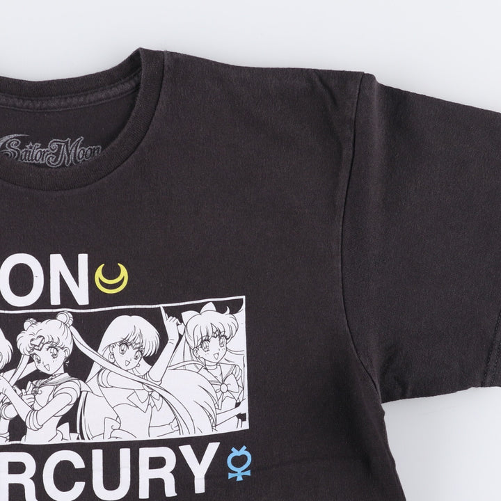 SAILOR MOON Pretty Guardian Sailor Moon Anime Character Print T-shirt Men's M size cotton black type Vintage Second Hand