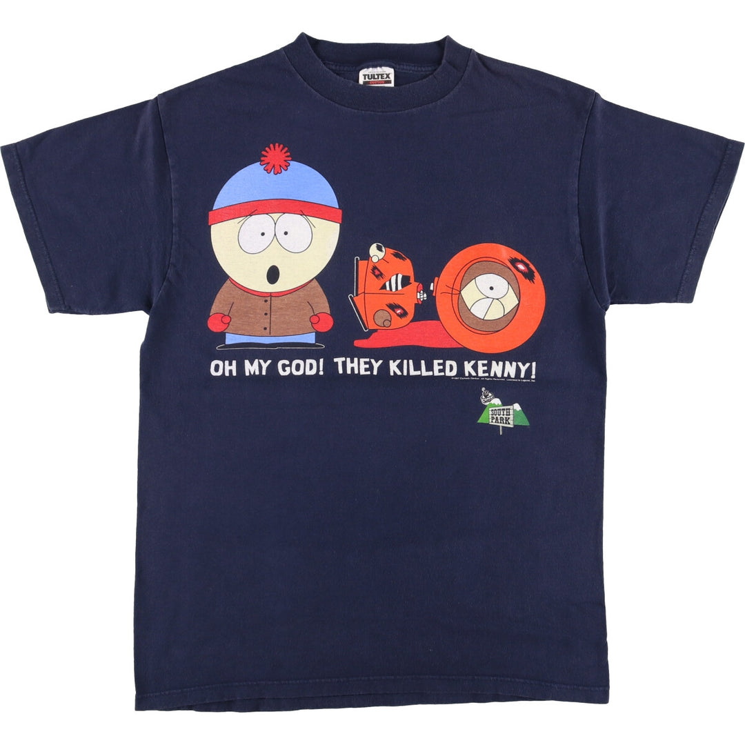 Vintage 90'S Tultex South Park character print T-shirt, men's size L cotton navy blue type Vintage Second Hand