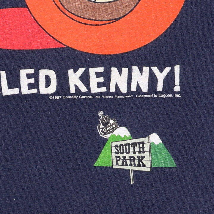 Vintage 90'S Tultex South Park character print T-shirt, men's size L cotton navy blue type Vintage Second Hand