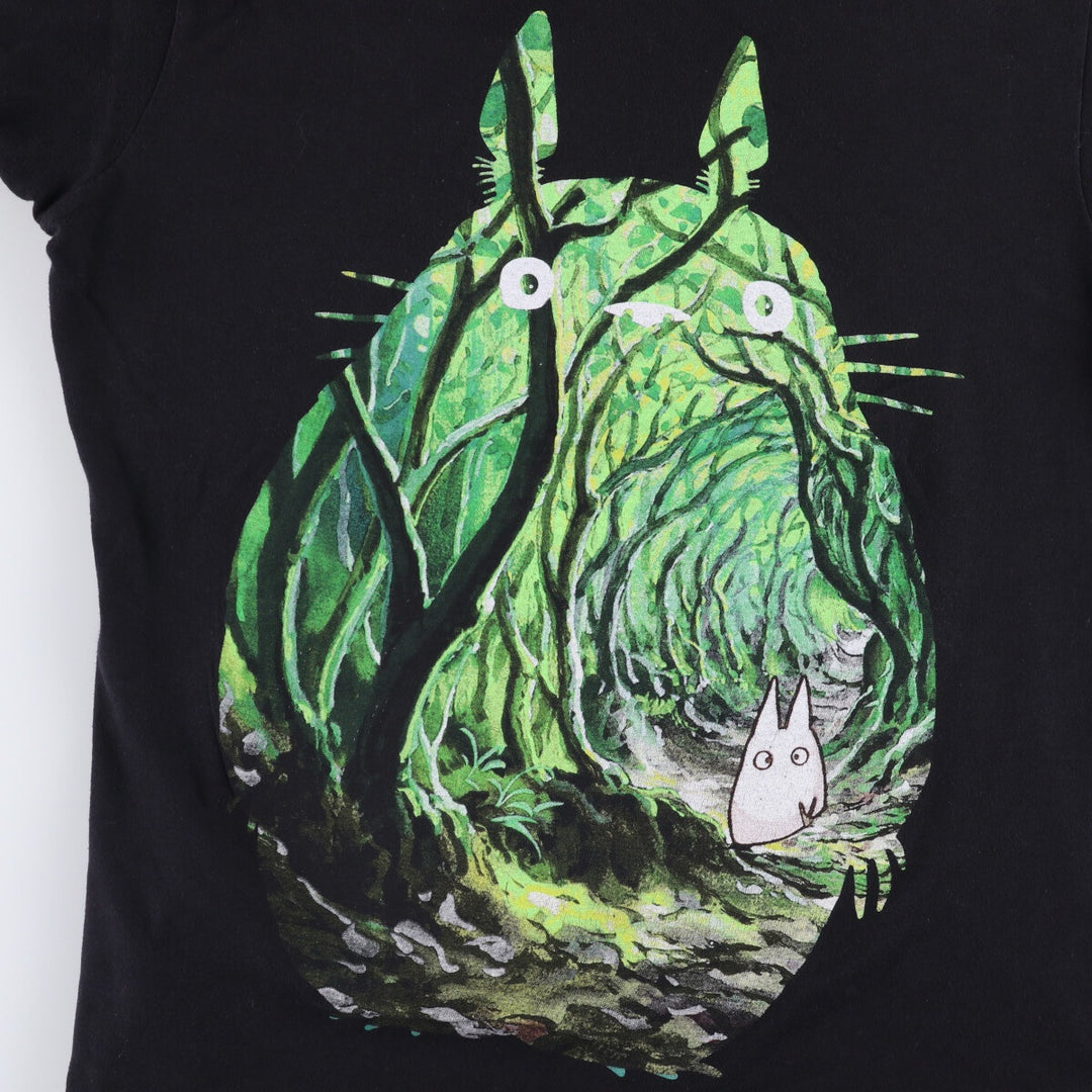 My Neighbor TOTORO Anime Character Print T-Shirt, Men's Size L cotton black type Vintage Second Hand