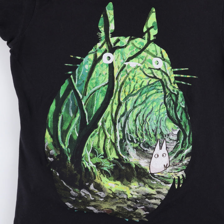 My Neighbor TOTORO Anime Character Print T-Shirt, Men's Size L cotton black type Vintage Second Hand