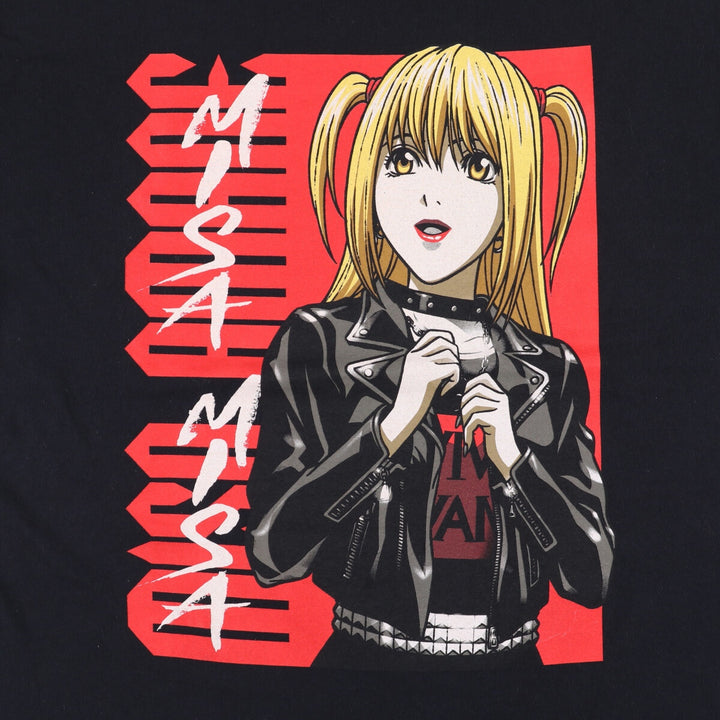 DEATH NOTE MISAMISA Death Note Misa Misa Anime Character Print T-Shirt Men's Size L cotton black type Vintage Second Hand