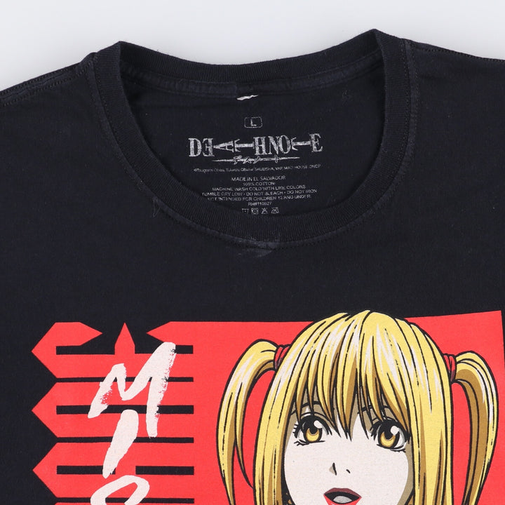 DEATH NOTE MISAMISA Death Note Misa Misa Anime Character Print T-Shirt Men's Size L cotton black type Vintage Second Hand