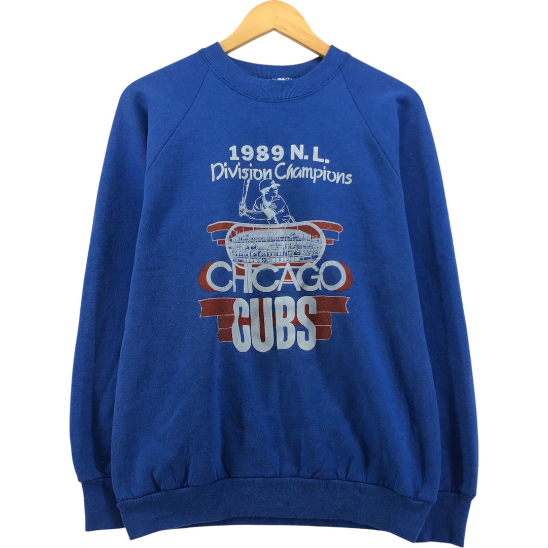 Vintage 1980'S Fruit of the Loom MLB Chicago Cubs sweatshirt, Made in USA, Men's Size L cotton blue type Vintage Second Hand
