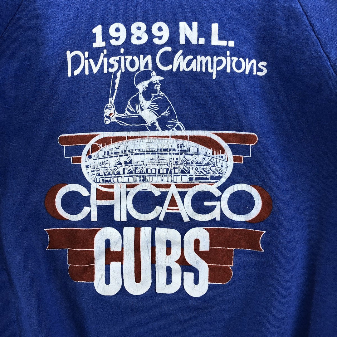Vintage 1980'S Fruit of the Loom MLB Chicago Cubs sweatshirt, Made in USA, Men's Size L cotton blue type Vintage Second Hand