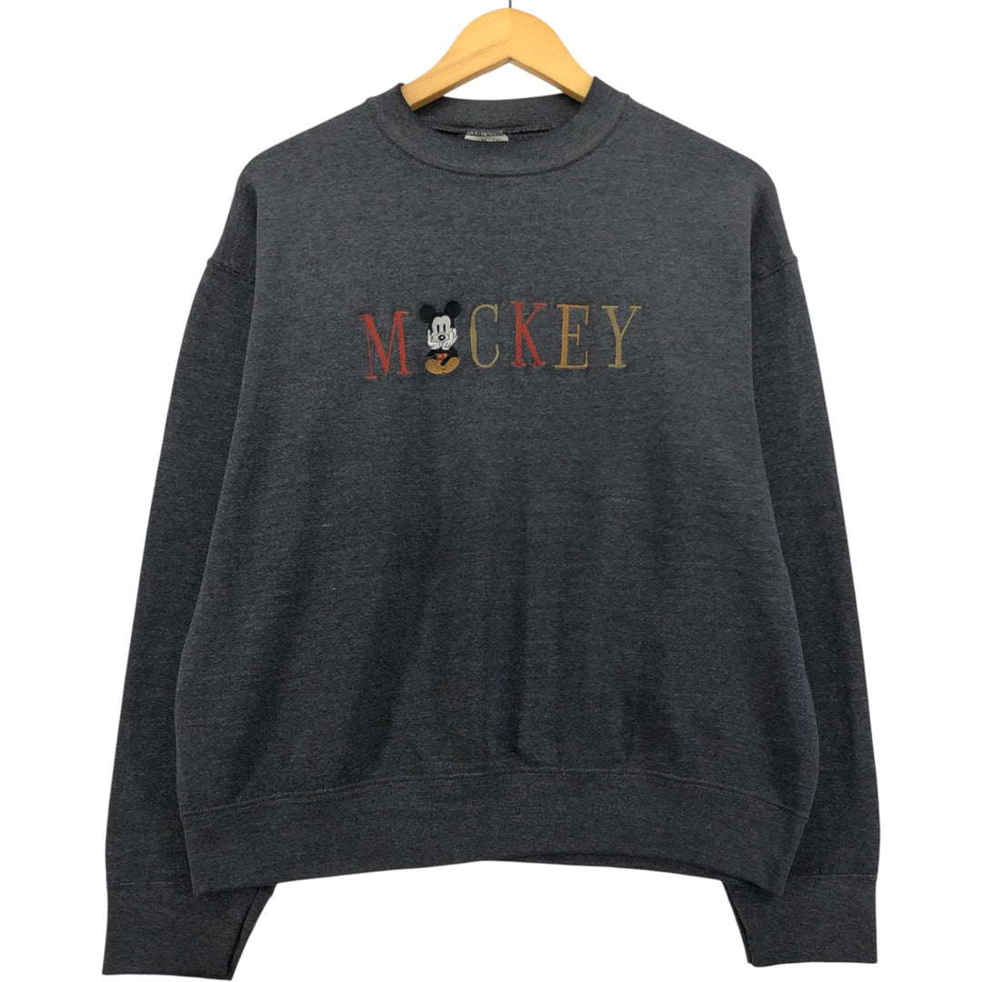 Vintage 90'S Mickey and Co. Mickey Mouse character sweatshirt, made in the USA, size L, men's cotton Charcoal Vintage Second Hand