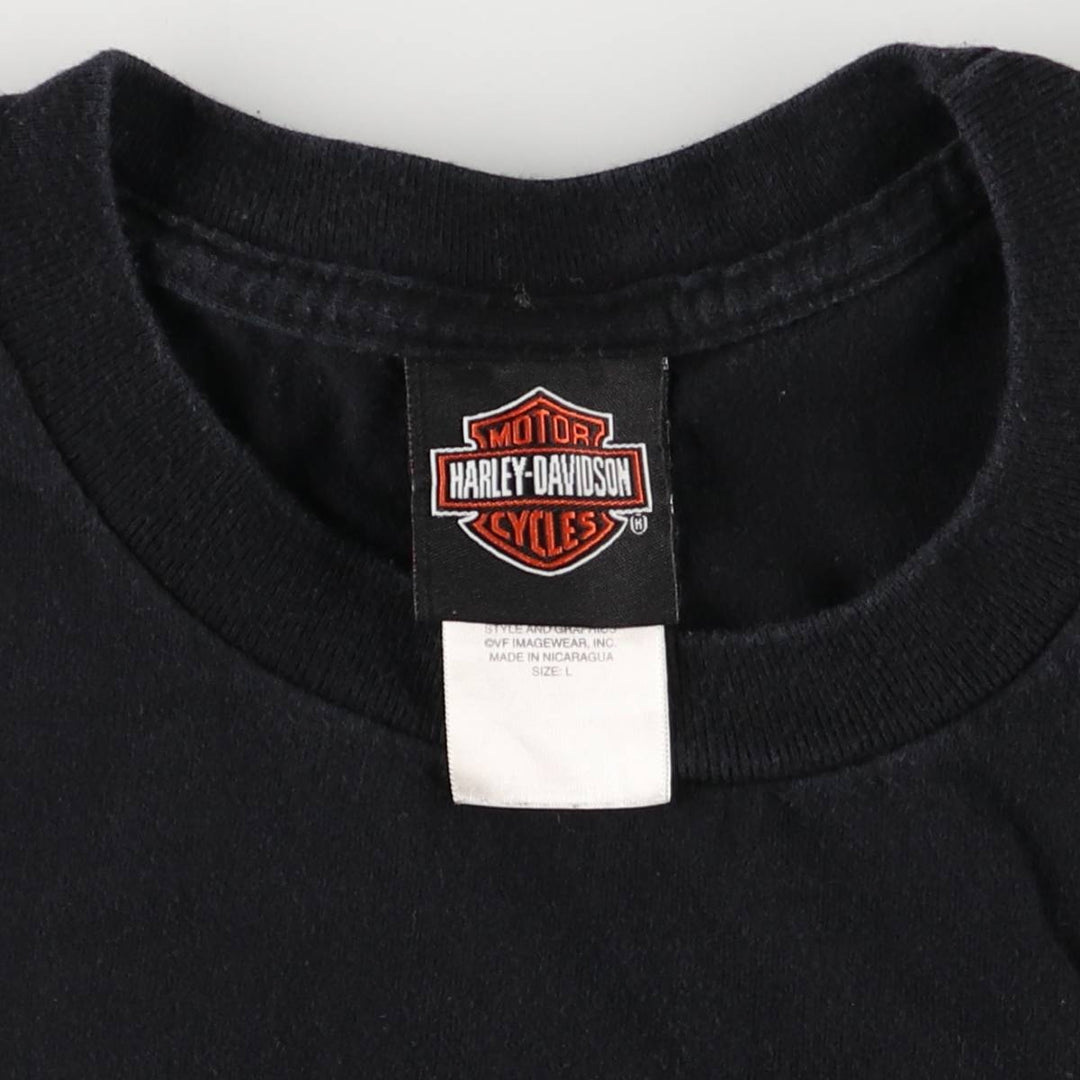 2000'S Harley-Davidson Eagle Pattern Fire Pattern Motorcycle Bike T-Shirt, Men's Size L cotton black type Vintage Second Hand