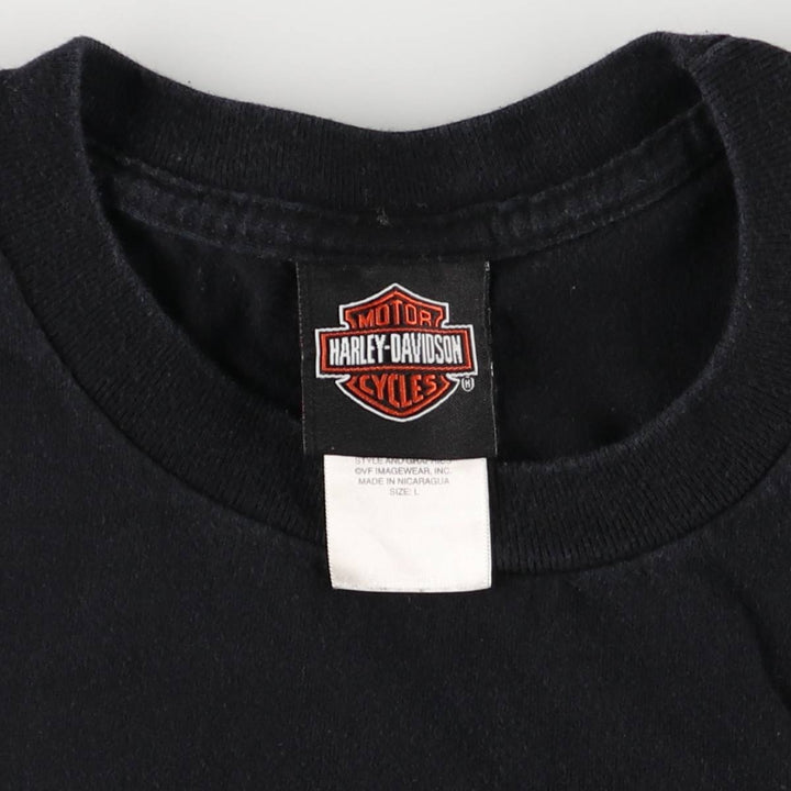 2000'S Harley-Davidson Eagle Pattern Fire Pattern Motorcycle Bike T-Shirt, Men's Size L cotton black type Vintage Second Hand