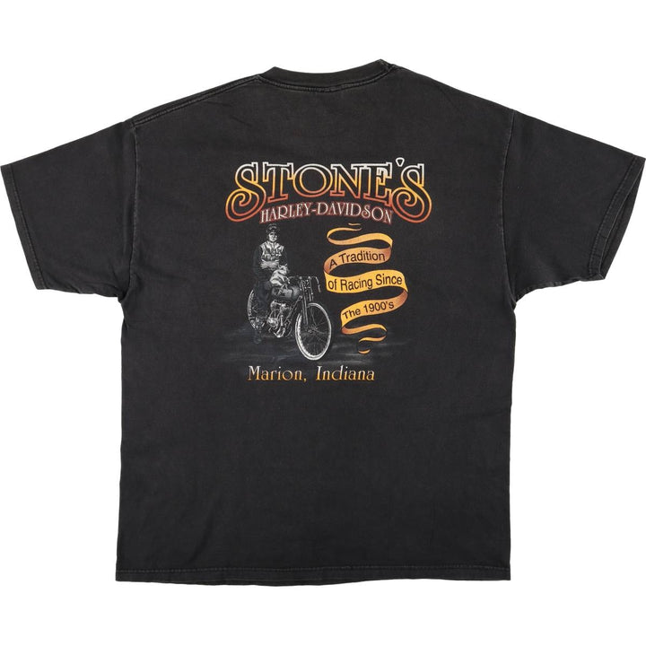 00'S Harley-Davidson Eagle Pattern Motorcycle Bike T-shirt Made in USA Men's XL cotton Charcoal Vintage Second Hand